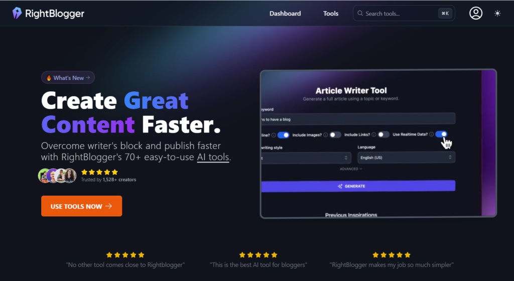 Right blogger AI content writing