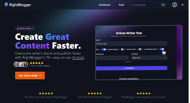 Right Blogger AI tool
