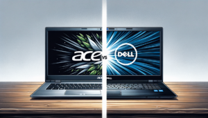 Acer VS Dell image displaying both laptop computer showcase